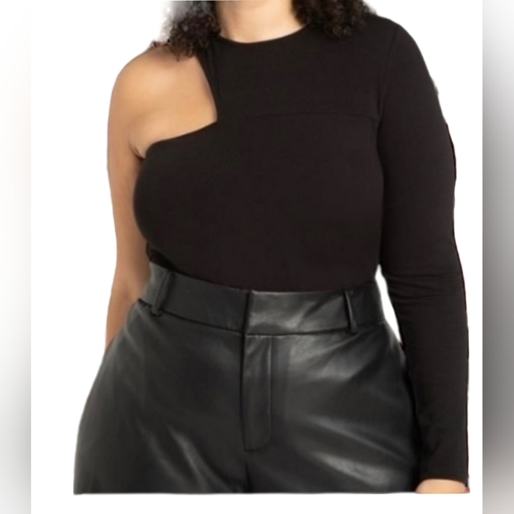 Eloquii One Sleeve Black Top